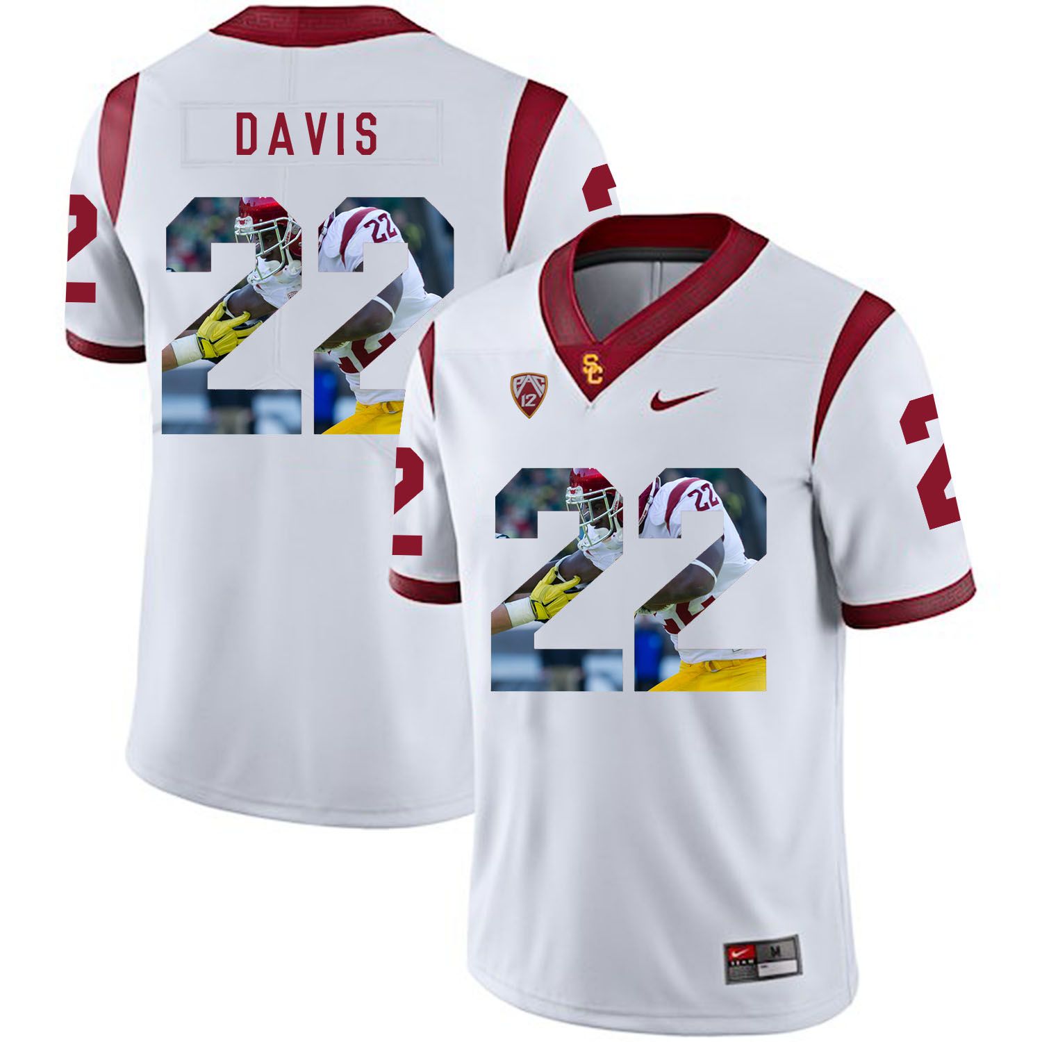 Men USC Trojans #22 Davis White Fashion Edition Customized NCAA Jerseys->customized ncaa jersey->Custom Jersey